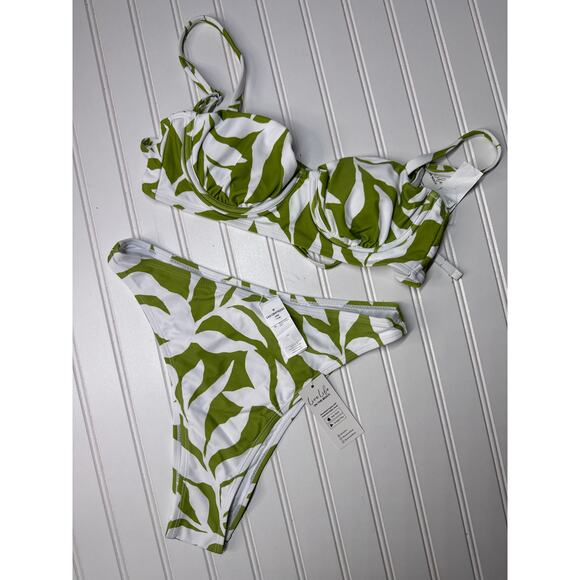 NWT Cupshe Two Piece Swimsuit Palmer Lace-Up Bikini Top Hi-Rise Bikini BUNDLE M - Picture 3 of 6